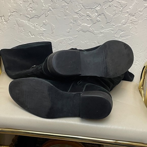 UGG {5} 'Daley Gracen' Black Suede Tall Riding Boots Block Heel - Picture 6 of 9